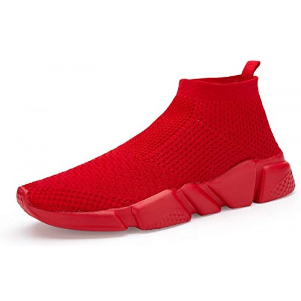 Walking Shoes Slip-On Sneakers Breathable Lightweight Athletic Running Shoes Red