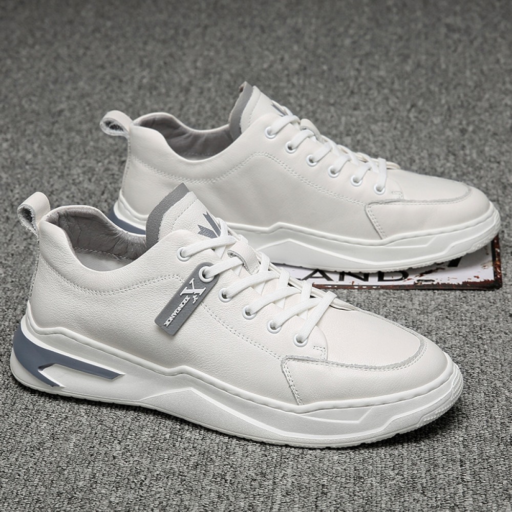 Spring New Men's Casual Leather Shoes Trend Soft Sole Cowhide Sports Shoes